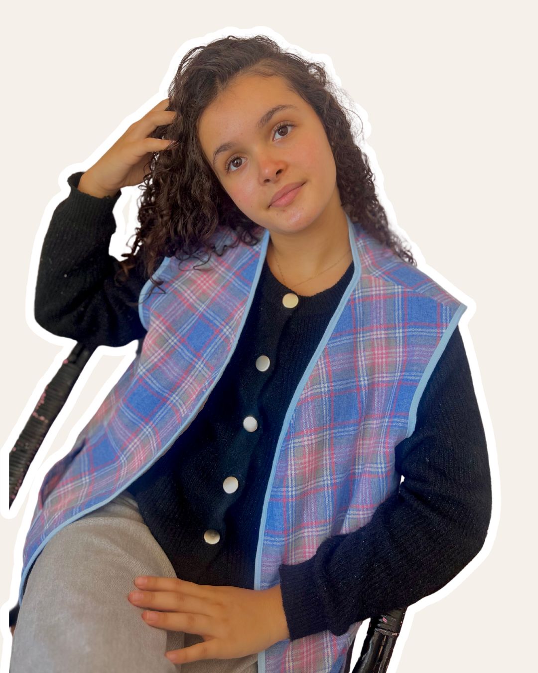 Gilet Manuela - Vichy bleu (non réversible)