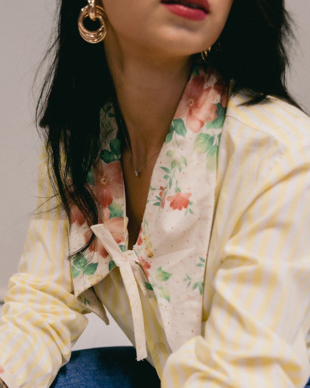 Chemise Rosy - Jaune col fleuri