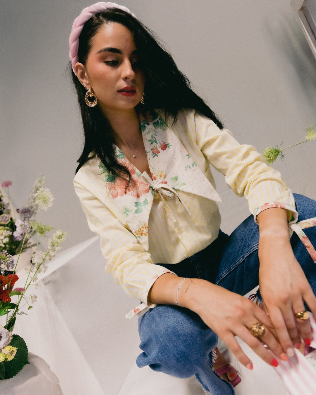 Chemise Rosy - Jaune col fleuri
