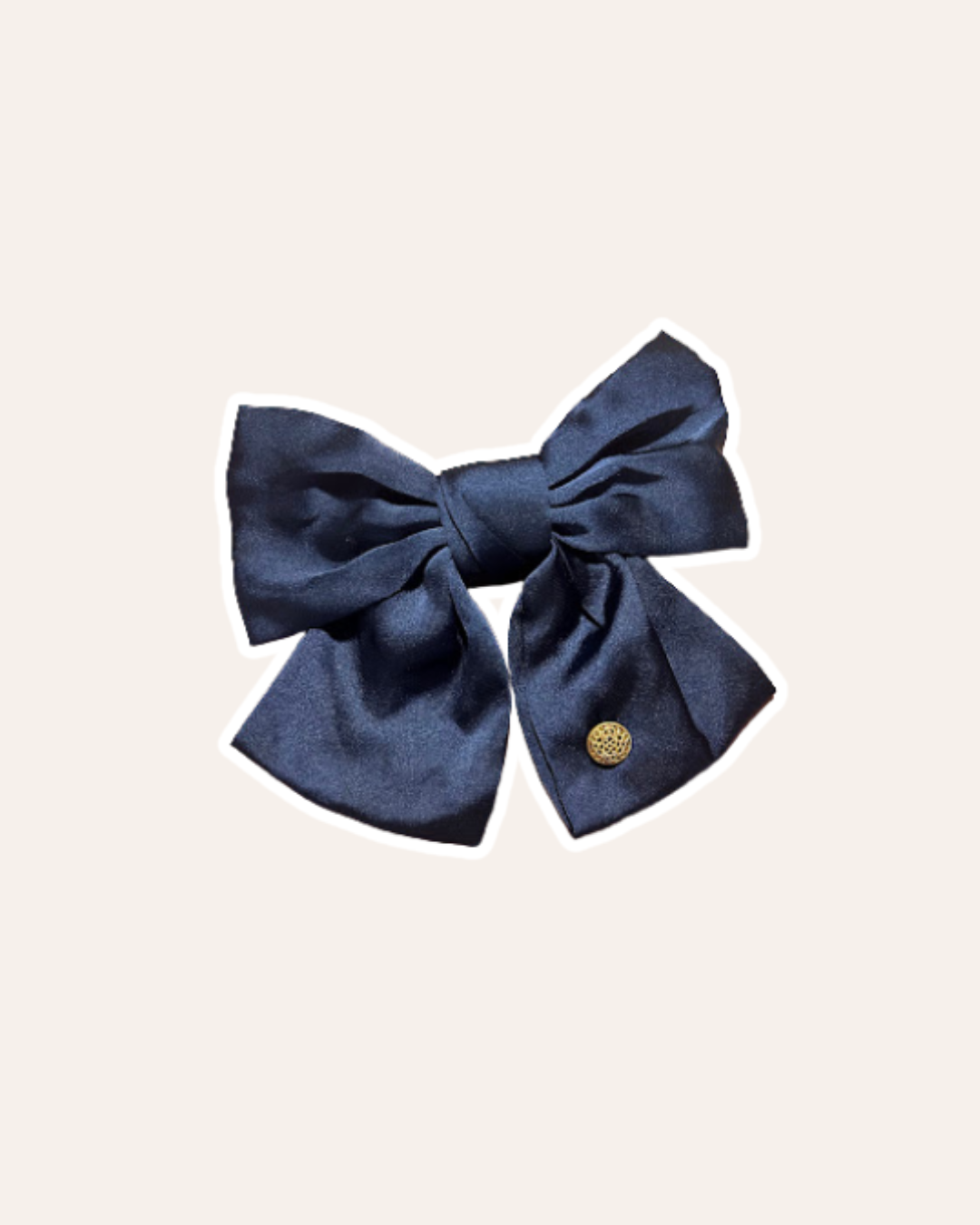 Barrette Catogan - Bleu marine satin