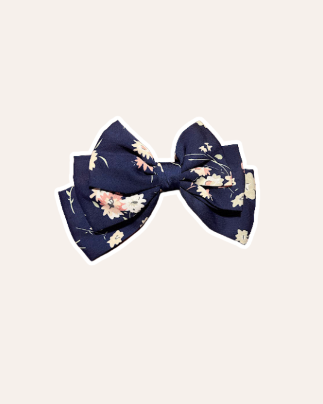 Barrette Catogan - Bleu fleuris