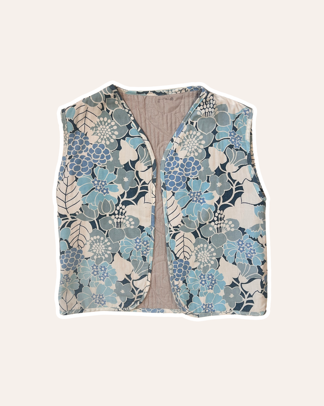 Gilet réversible Manuela - Bleu fleuri