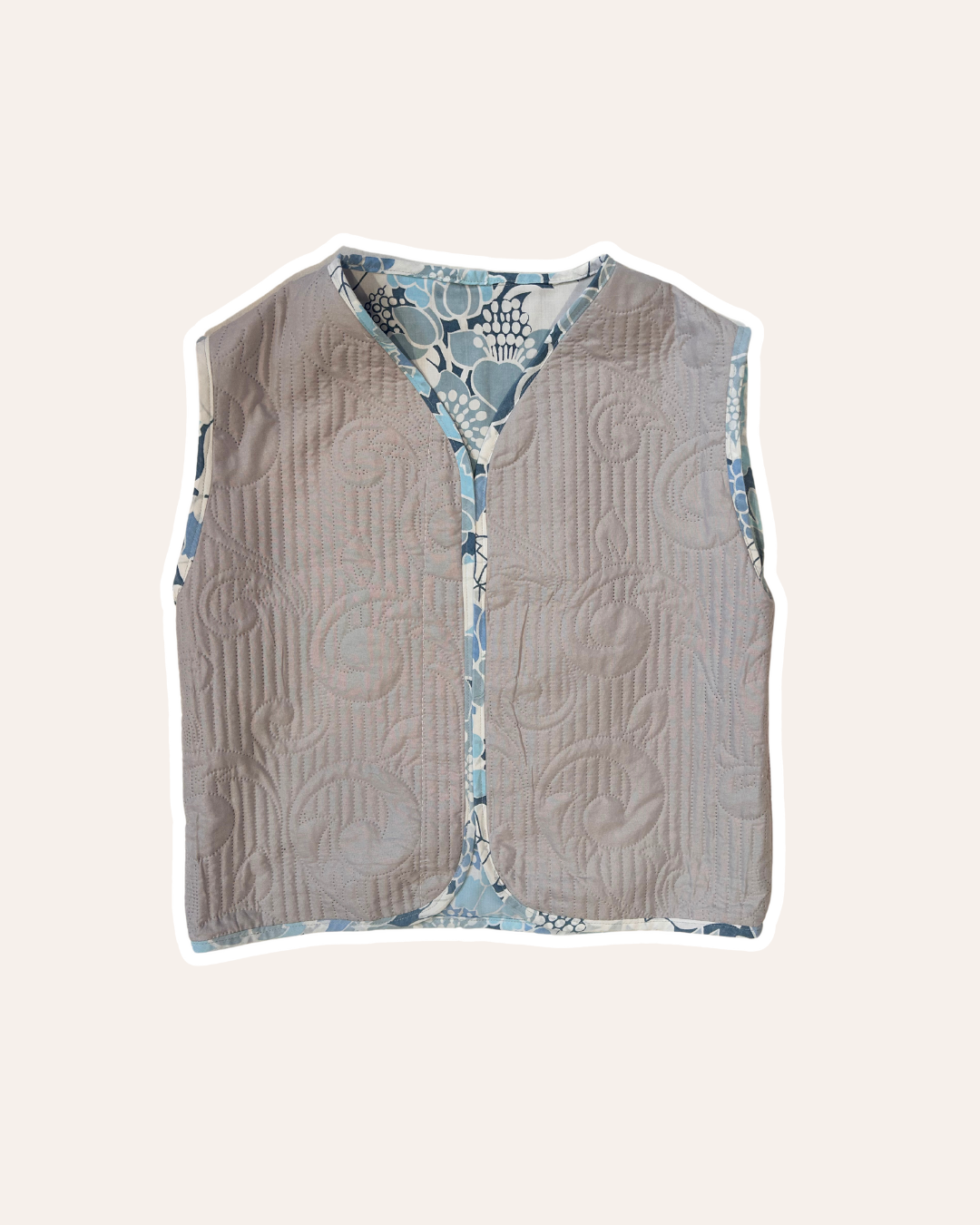 Gilet réversible Manuela - Bleu fleuri
