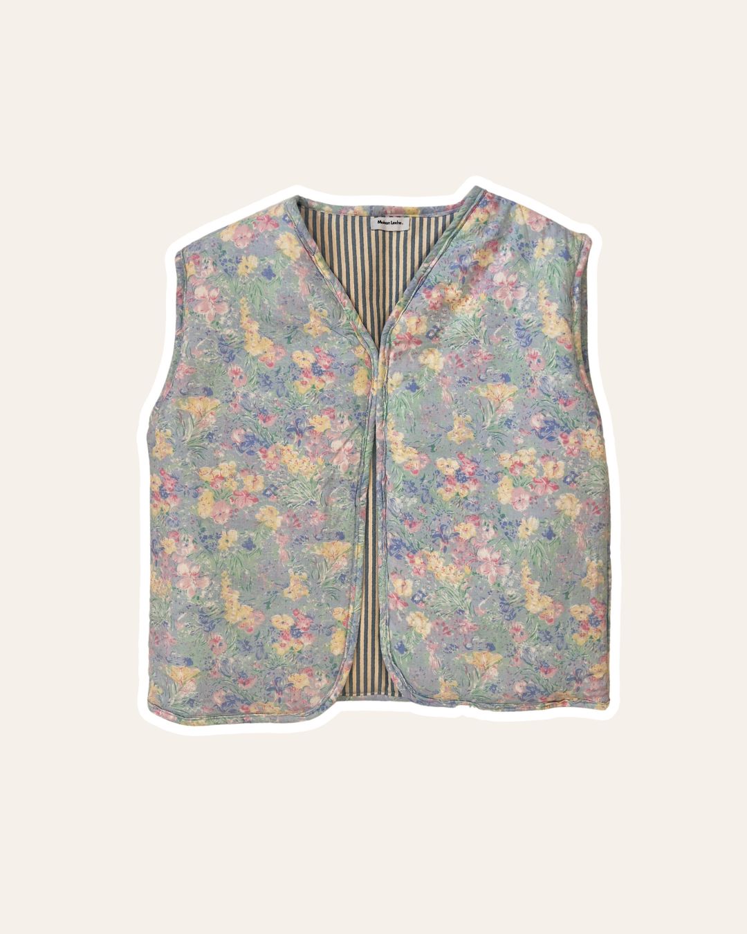 Gilet Manuela - Rayures florales bleues (non réversible)