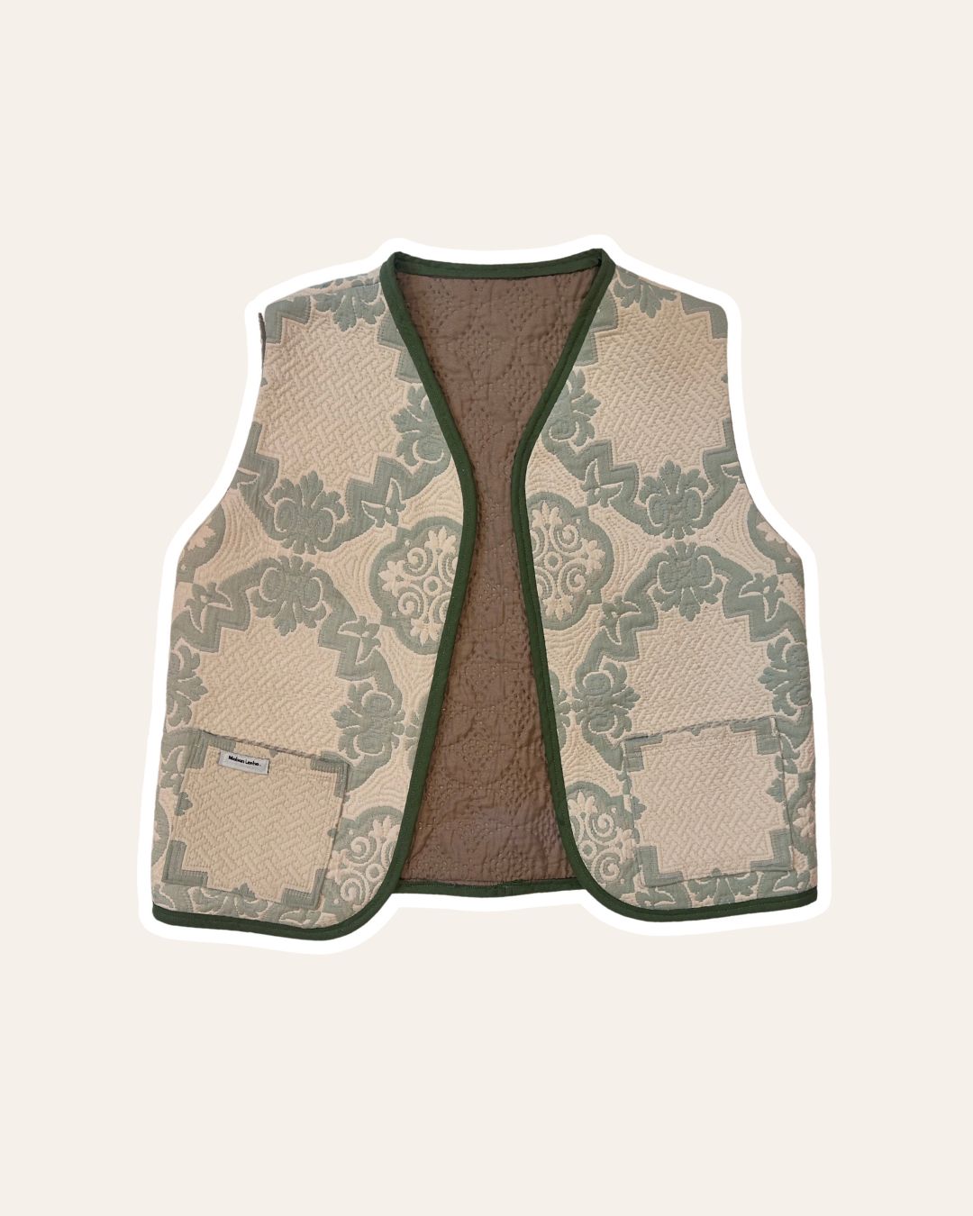 Gilet Manuela réversible - Ornement vert et rose