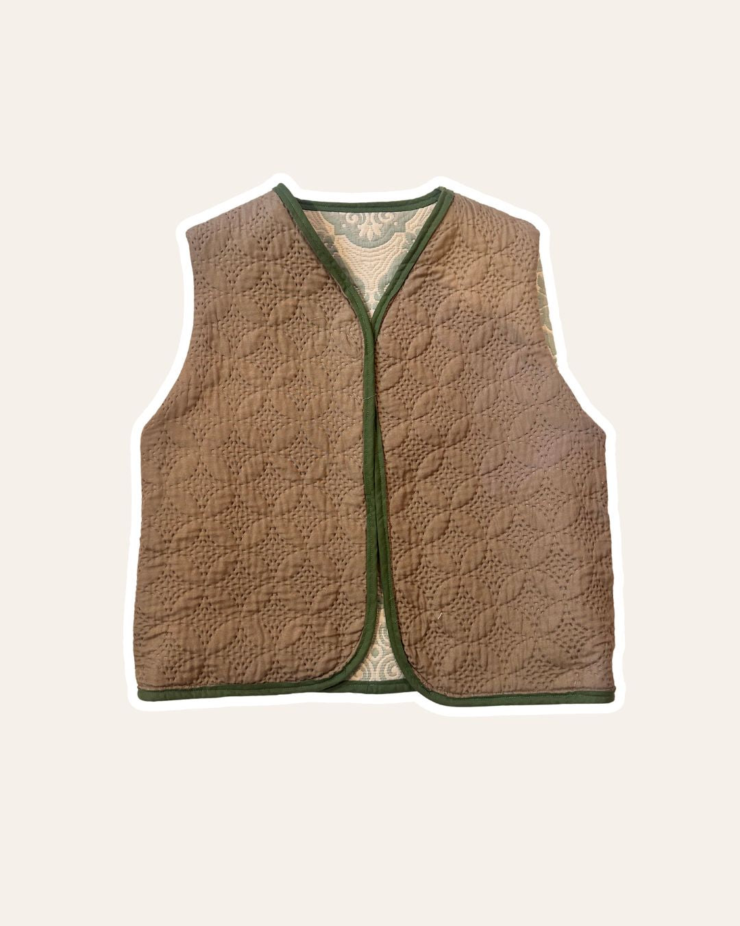 Gilet Manuela réversible - Ornement vert et rose