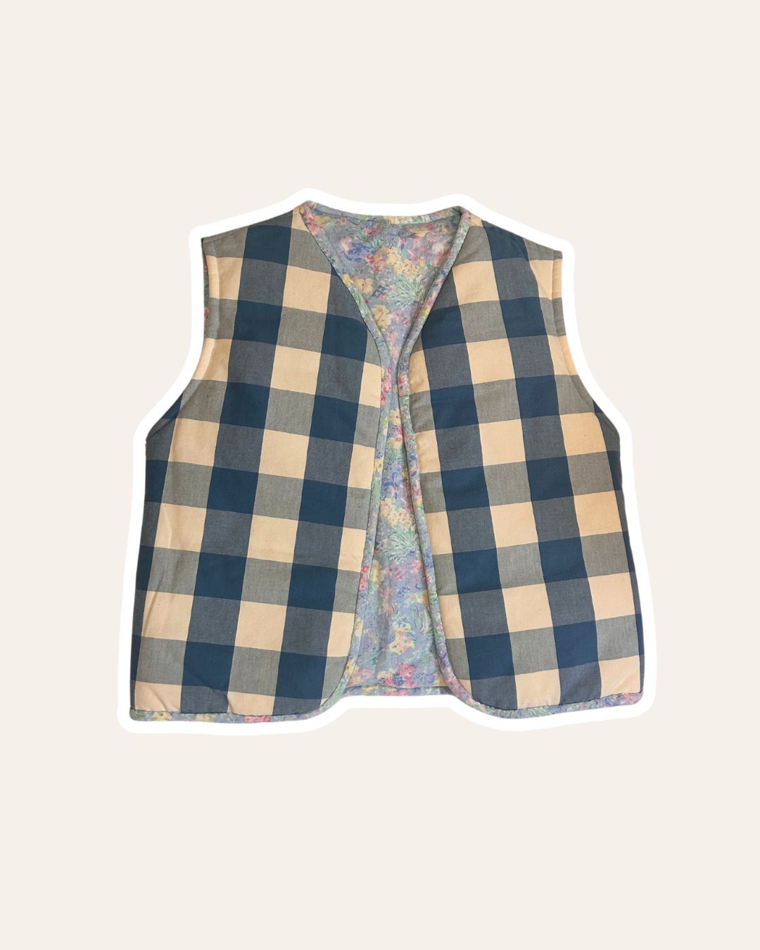 Gilet réversible Manuela - Carreaux bleus