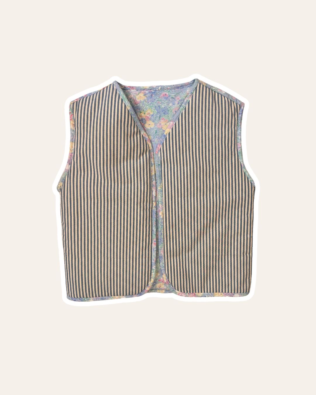 Gilet Manuela - Rayures florales bleues (non réversible)